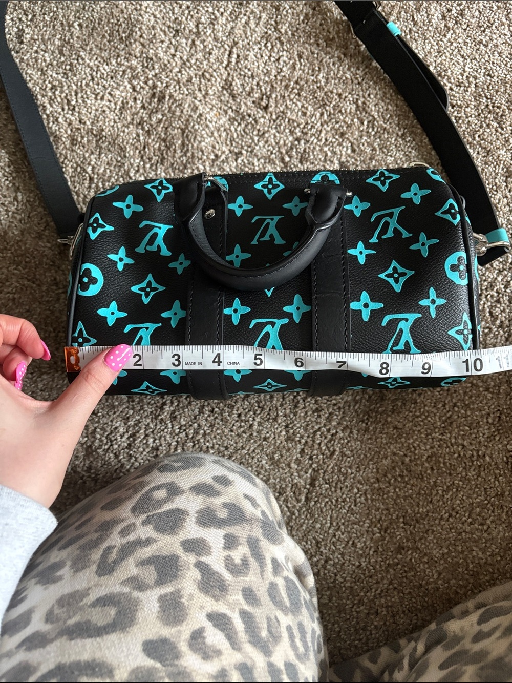 Louis Vuitton Black & Turquoise Monogram Mini Speedy Crossbody Bag (Runway) - Picture 12 of 13